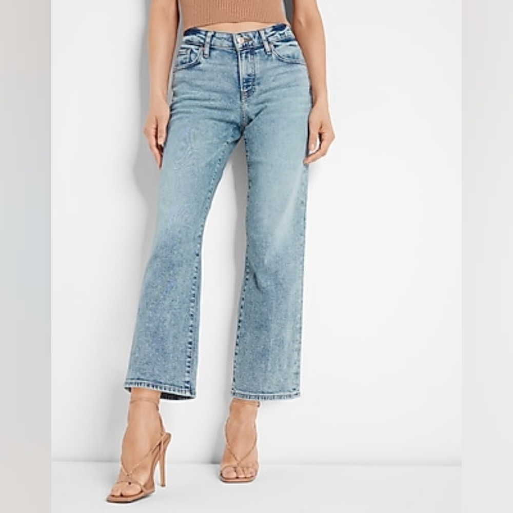 Express Low Rise Light Wash 90s Ankle Boot Jeans - 8 Long